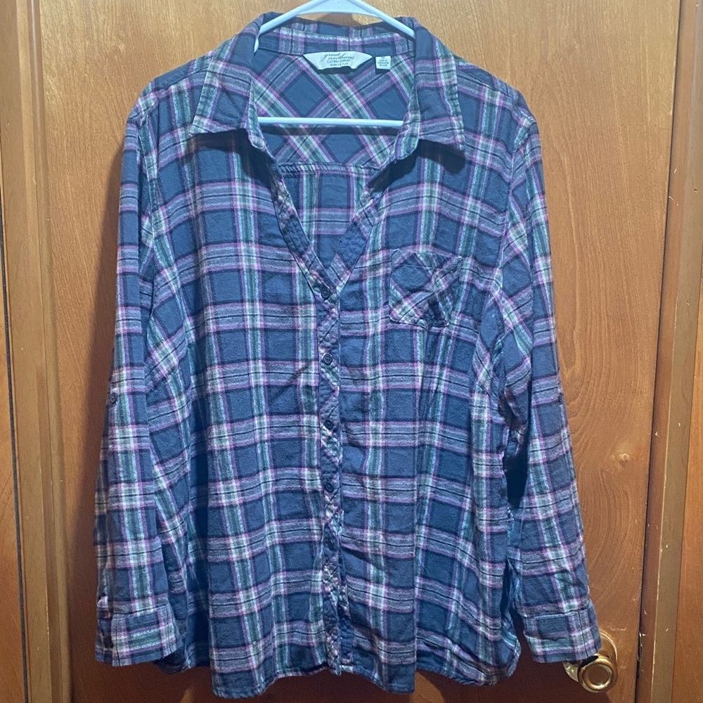 Great Northwest Clothing Company Charcoal Blue and Purple Plaid 3X Shirt